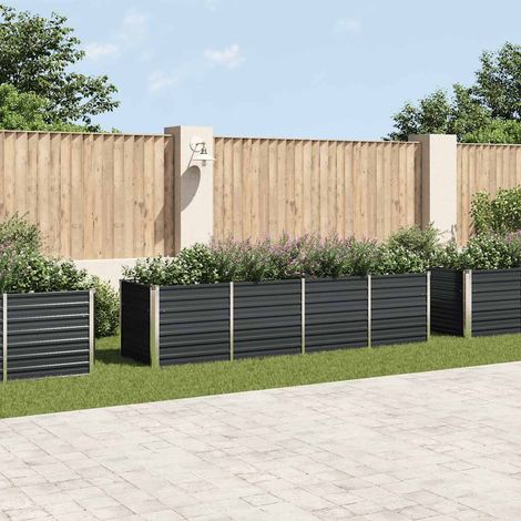 Lit surélevé de jardin-Jardinière surélevée-Bac de jardin surélevé Anthracite 320x80x77 cm Acier galvanisé (1/5)