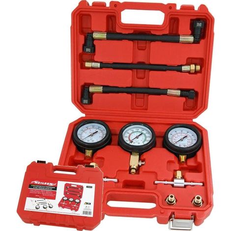 Neilsen 3pc Fuel Pressure Tester Car Motorcycle Compression Test Gauge Kit Set (1/2)