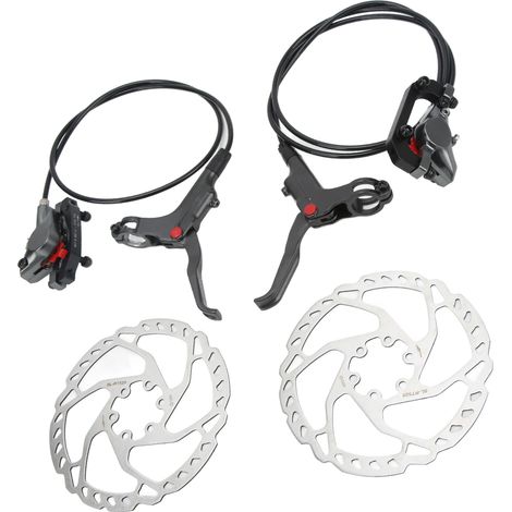 WAKE Scheibenbremsensatz für Vorder- und Hinterrad, Bremssättel aus Aluminiumlegierung, 160-mm-Edelstahlscheiben und Seilzugbremshebel für Rennräder und Mountainbikes (1/5)