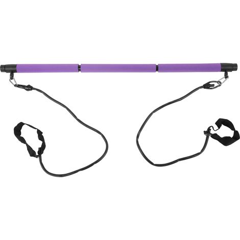 Barre de Pilates à 3 sections, barre de yoga et de musculation, corde de traction, équipement de fitness pour la maison, violet (1/5)
