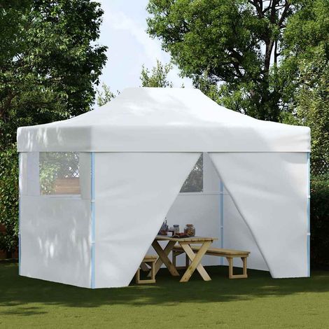 vidaXL Carpa plegable profesional con 4 paredes acero blanco 280x410x315 cm (1/2)