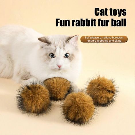 Fourrure Balle Chat Jouet - Faux Fourrure de lapin et Lavable - pour Intérieur Chatons Chasse Instincts (1/4)