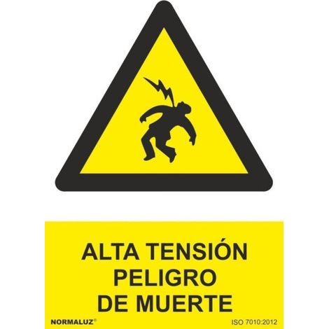 Señal de Alta Tensión Peligro de Muerte SEKURECO                         100 x 150 mm                          ADHESIVOS DE VINILO (1/2)