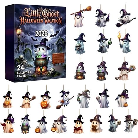 Calendrier de l'Avent Halloween Fantôme Décorations Fantômes en Acrylique Avent Halloween Effrayant Pour Garçons Filles Fête Automne Maison Hantée (1/5)