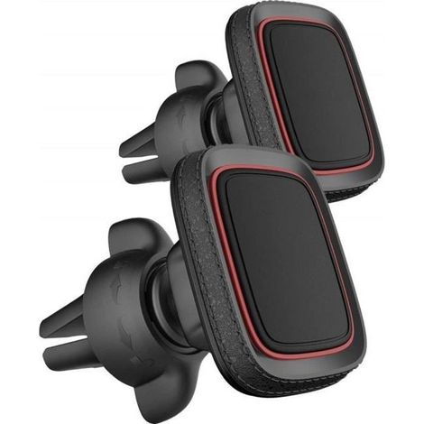 Soporte magnético para teléfono de coche (paquete de 2), rotación de 360°, montaje en rejilla de ventilación, compatible con iPhones y smartphones. (1/4)