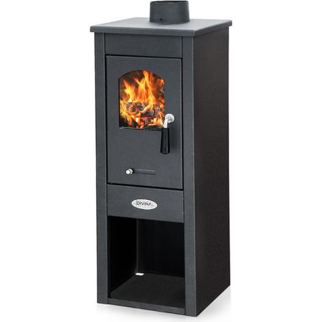 Webmarketpoint – Poêle à bois Marta 5-7 kW – Chargement frontal – Évacuation des fumées supérieure 118mm – Pour pièces jusqu'à 100 m3 – Classe A