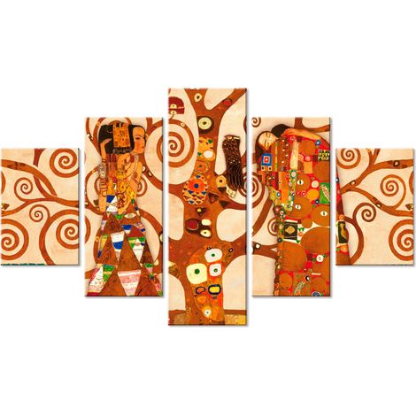 Lupia - Quadro Moderno 5 pezzi in legno VOGUE 66X115 cm L'ALBERO DELLA VITA, per soggiorno, camera da letto (1/4)