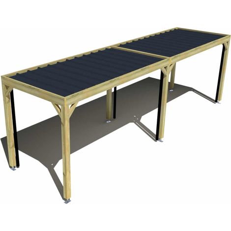 Carport bois • 8m x 2m • indépendante • sens largeur • livraison comprise (1/3)