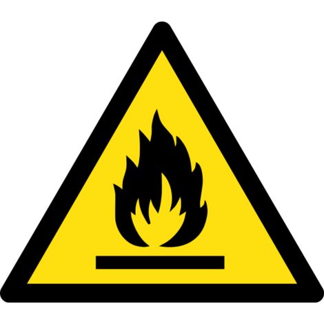 Panneau danger matières inflammables ISO 7010 W021 - Taille: 140mm (triangle) - Materiel: Aluminum