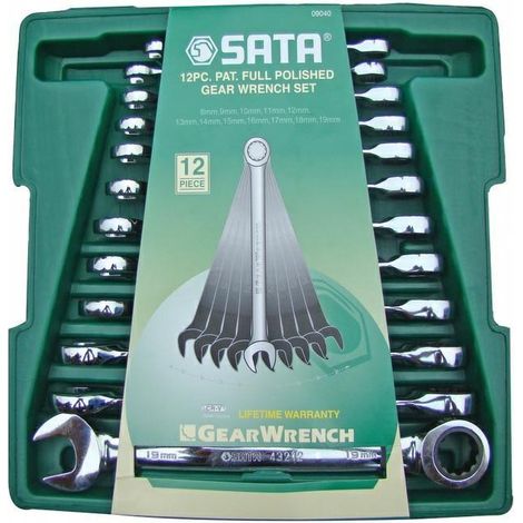 Sata ST09040-02 Set di chiavi a cricchetto cromato 12 pezzi