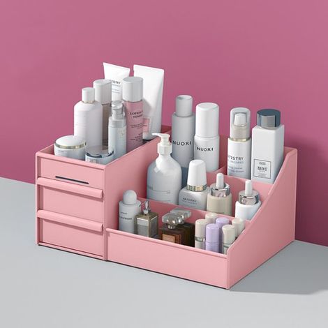 Kosmetikaufbewahrung mit 2 Schubladen, großer Kosmetikorganizer für Schminktisch, Badezimmer, Kosmetikbox, Badezimmeraufbewahrung, Aufbewahrung f (1/5)