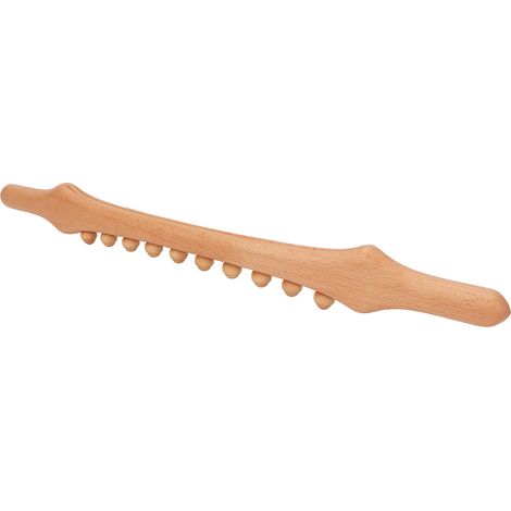 Bâton de massage en bois, 10 perles, soulagement fatigue, drainage méridien, gua sha corporel pour épaules, cou, dos, membres. (1/5)
