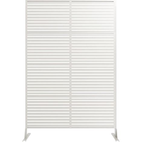 Écran de confidentialité, design géométrique découpé au laser, construction résistant aux intempéries, Bande blanche longue 2 pcs (1/2)