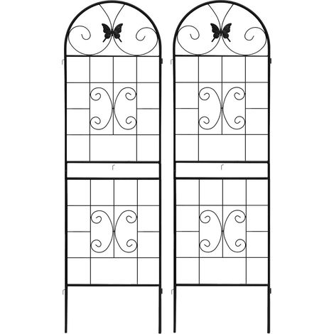 Traliccio da giardino metallico nero per piante rampicanti, 2 pezzi, 50 x 180 cm (1/5)