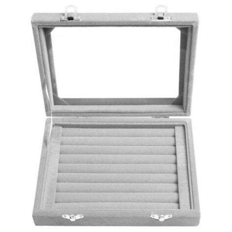 1 St. Samt-Schmuckkästchen, 7 Fächer, Ringe, Ohrringe, Halsketten-Organizer (1/4)