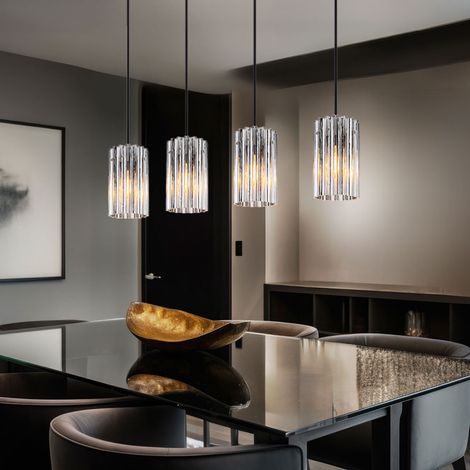 Pendelleuchte Hängelampe Deckenleuchte Esszimmerlampe Metall Nickel L 80 cm