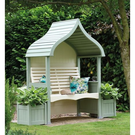 AFK Orchard Arbour Wooden Garden Seat Chair Outdoor Heritage Sage Green & Cream (1/2)