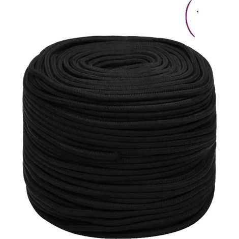 Corde de travail, matériau en polyester, adaptée à une utilisation en extérieur, noir (1/2)