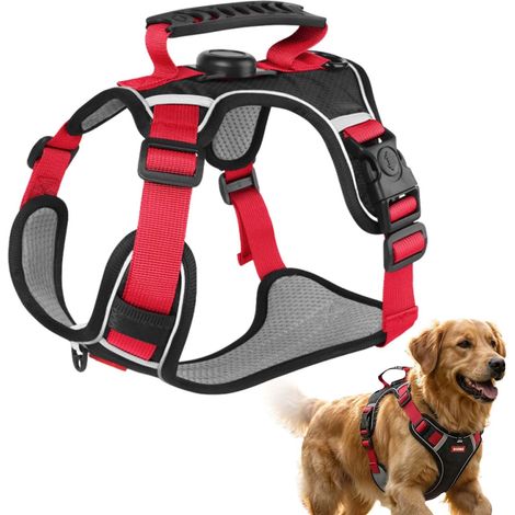 Harnais pour chien réglable avec poignée robuste, gilet respirant et confortable pour promenades et dressage