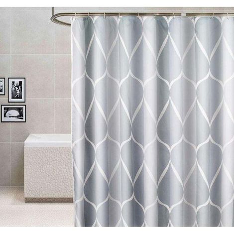 Shower Curtain 120x180 cm, Waterproof, Washable, Anti-Mold Polyester Shower Curtain, Grey (1/4)