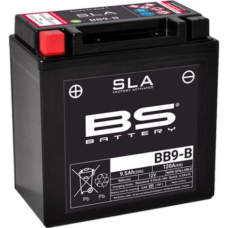 BATTERIA BS BB9-B (FA) 12V (YB9-B) 9AH 135X75X139 SENZA MANUTENZIONE - A ACQUA (120A) (6)