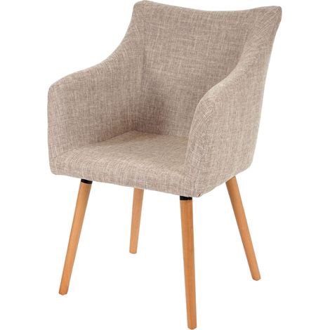 Esszimmerstuhl Vaasa T382, Stuhl Küchenstuhl, Retro 50er Jahre Design Textil, creme/grau