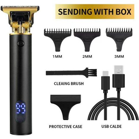 Tondeuse À Cheveux - Affichage Numérique - Batterie 1200 MAh - Autonomie 90 Min - 4 Peignes Réglables (1,5 2 3 4 Mm) - Noir