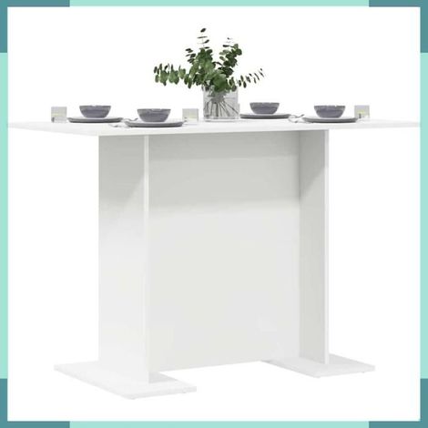 Table de salle à manger - 863160 - Blanc - 110 x 60 x 75 cm - Bois d'ingénierie (1/5)