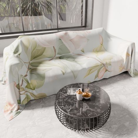 Drap de Protection en Microfibre Multi-Usage Anti-Taches 260x270 cm, Housse de Canapé, Couvre Lit, Couverture de Canape, Floral 25 172, 100% (1/5)