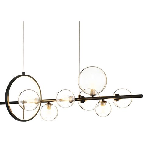 Duringo - Lámpara colgante LED de 90 cm y 18 W, color negro y transparente. (1/5)