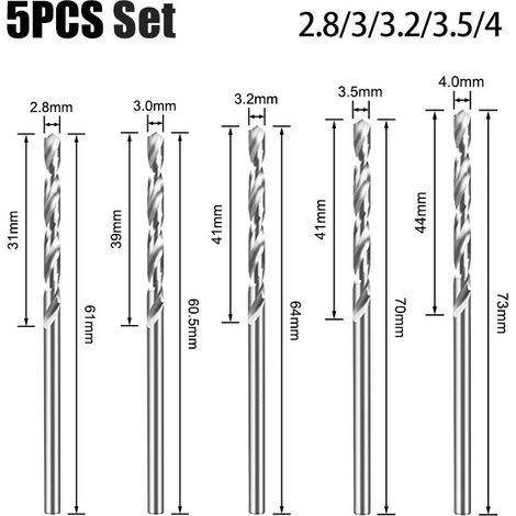 Ensemble de forets pour le travail du bois, kit de rechange pour outils de maçonnerie, ensemble de forets à fraiser pour la maison, ensemble de 5 forets (2,8+3+3,2+3,5+4)