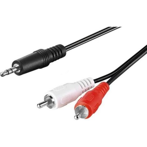 Câble Jack 3,5 Mm - 2 X Rca Mâle - Pour Chaîne Hi-Fi Et Pc - Longueur 1,5 M