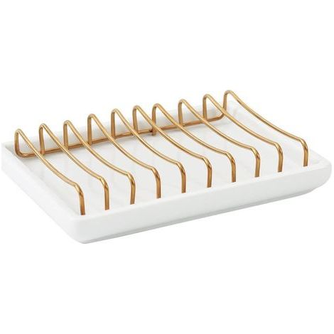 Seifenspender aus Edelstahl und Keramik, Seifenablage für Badezimmer, Seifenbox, Abtropfschale, WC-Ablage, kreatives Abtropfgestell (1/5)