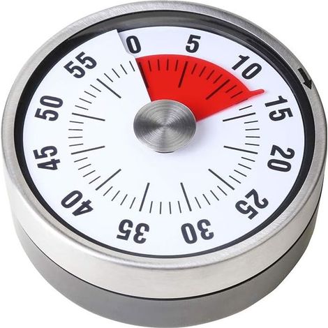 QAZQA Minuteur Visual Couleur Blanc. Peut Compter jusqu'à 60 Minutes INOX/Plastique ABS 6×6cm (1/3)