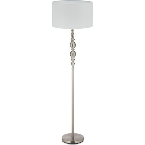 Lampada da terra moderna con paralume in tessuto 150 x 25 x 25 cm atmosfera accogliente e chic in metallo bianco 130008597
