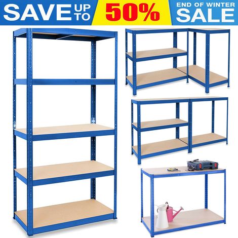 Metal Storage Shelve 5-Tier Black Adjustable Storage Shelves Heavy Duty Metal Shelves Storage Boltless Rack 875KG Capacity (175KG Per Shelf) for Workshop, Shed, Office