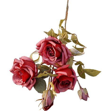 Un bouquet réaliste de roses rouges à bords roulés, composé de fleurs en soie de qualité supérieure, parfait pour la décoration in (1/5)