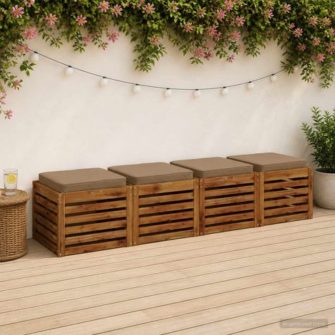 vidaXL Cojines de Asiento de 4 Piezas VUGHT 4 pcs 100% Poliéster Topo (1/5)