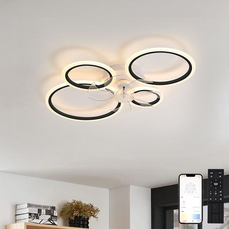 Ventilateur de Plafond LED Encastré 85 cm avec Télécommande, Éclairage Intégré, Design à Faible Hauteur, Ventilateur Silencieux pour Cuisine, Chambre et Salon (1/5)