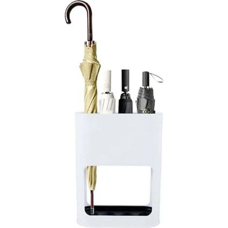 Porte-parapluies avec bac d'égouttage amovible, support pour parapluies d'entrée, organiseur autonome pour parapluie, canne, rangement pour 4 parapluies blanc (1/5)