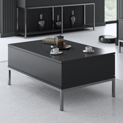Rechteckig Couchtisch Anthrazit Lord 90x60 - Silberner Rahmen