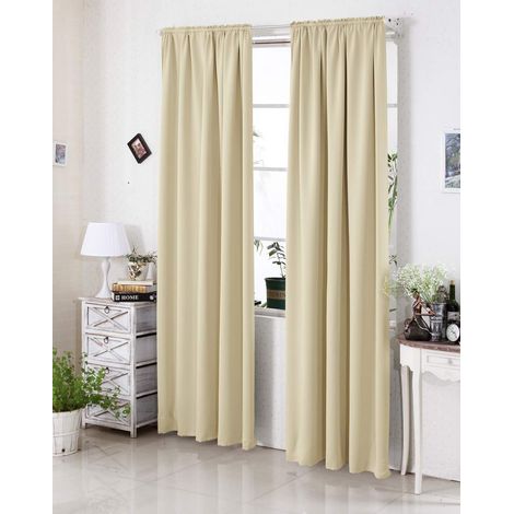 WOLTU Thermovorhang kälteschutz Verdunklungsvorhang Blickdicht mit Kräuselband für Schiene, 250g/m² Schwere Wärmeisolierende Vorhänge Gardinen Wohnzimmer Schlafzimmer, 135x225 cm Sand(1 Stück)