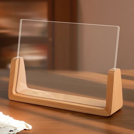 Marco de fotos de madera maciza, aspecto lujoso, 15 cm de luz, diseño creativo en forma de U con acrílico y madera de alta calidad. (1/5)