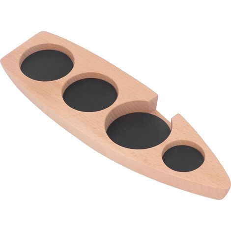 Support pour tasseur à café en forme de bateau, 4 fentes, antidérapant et stable, en bois, 51 mm / 2 pouces