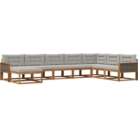 Outdoor Sofa Set with Cushion 8 pcs Natural and Light Grey vidaXL (1/5)