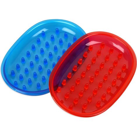 Lot de 2 Porte-Savons et Éponges en Silicone – Support Drainant Antidérapant – Salle de Bain ou Cuisine – Couleurs Aléatoires - 2 Pièces (1/5)