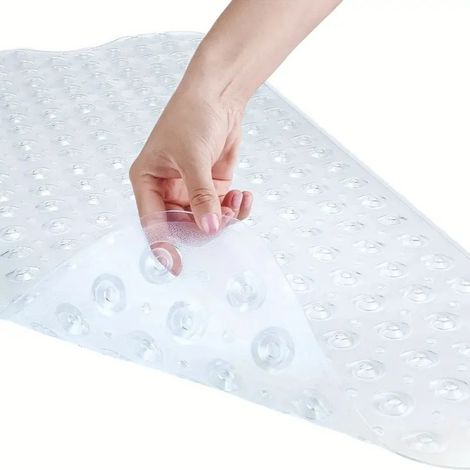 1 Tapis de bain, 200 ventouses, vinyle antibactérien, 100x40 cm, antidérapant, salle de bain (1/5)