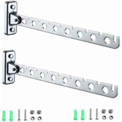 Wandmontierter, klappbarer Kleiderständer mit 2 Edelstahlhaken, Wandhänger, Klappventilator, Wandhänger L13 (1/5)