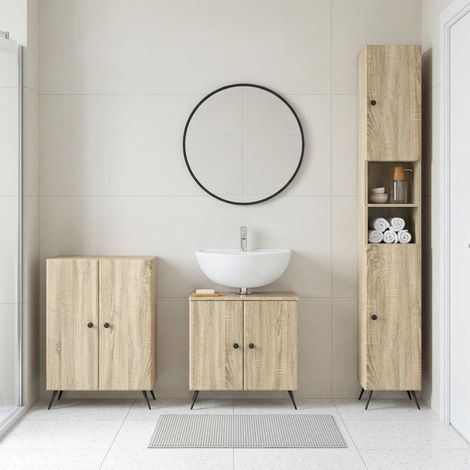 vidaXL 3 Piece Bathroom Cabinet Set BREDA Sonoma Oak Engineered Wood (1/5)