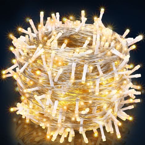 MONZANA® Lichterkette 200/400/600 LED IP44 Innen Außen Kabel Weihnachtsdeko Leuchtkette Lichtervorhang Weihnachtsbeleuchtung Warmweiß Kaltweiß Bunt  60m warmweiß - transparentes Kabel